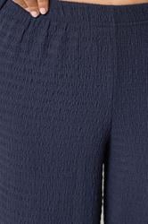 LTS Tall Women's Set Navy Blue Textured Top & Wide Leg Trousers | Long Tall Sally 2