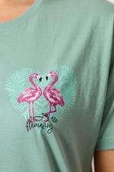 LTS Tall Women's Green Flamingo Print Cotton Wide Leg Pyjama Set | Long Tall Sally 4