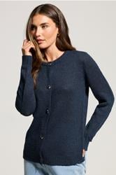 LTS Tall Navy Blue Knitted Button Cardigan | Long Tall Sally 1