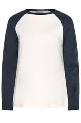 LTS Tall Navy Blue & White Raglan Cotton T-Shirt