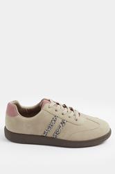 Natural Brown Leopard Retro Stripe Trainers In Extra Wide EEE Fit | Yours Clothing 2