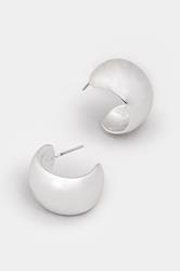 Silver Tone Polished Curve Stud Earrings | Yours Clothing 2