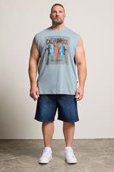 KAM Big & Tall Blue Cali Surf Print Muscle Vest | BadRhino 1