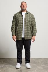 JACK & JONES Big & Tall Olive Green Check Shirt | BadRhino 2