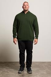 BadRhino Big & Tall Dark Green Milano Quarter Zip Jumper | BadRhino 2
