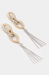 Silver Tone Mixed Metal Long Tassel Earrings | Yours Clothing 3