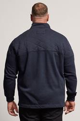 BadRhino Big & Tall Navy Blue Diamond Quilted Quarter Zip Sweatshirt | BadRhino 3