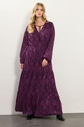 LTS Tall Purple Jacquard Boho Maxi Dress | Long Tall Sally 1