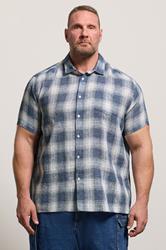 BadRhino Big & Tall Blue Check Print Short Sleeve Shirt | BadRhino 1