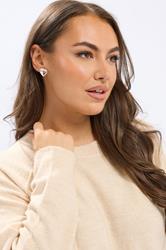 Silver Tone Brushed Heart Stud Earrings | Yours Clothing 1