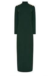 LTS Tall Dark Green Ribbed Shoulder Button Maxi Dress | Long Tall Sally 5