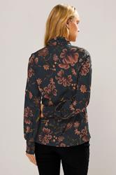 LTS Tall Navy Blue Floral Tie Neck Blouse | Long Tall Sally  3