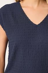 LTS Tall Women's Set Navy Blue Textured Top & Wide Leg Trousers | Long Tall Sally 4