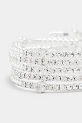 Silver Tone Diamante Wrap Stretch Bracelet | Yours Clothing 3