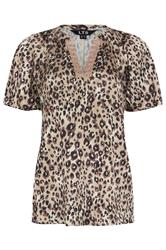 LTS Tall Women's Brown Leopard Print Satin Top | Long Tall Sally 5