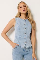 LTS Tall Women's Light Blue Denim Waistcoat | Long Tall Sally  1