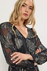 LTS Tall Black & Gold Floral Jacquard Midaxi Dress | Long Tall Sally 4