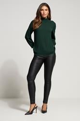 LTS Tall Dark Green High Neck Crinkle Blouse | Long Tall Sally 2
