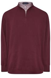 BadRhino Big & Tall Burgundy Red Mock Shirt Milano Quarter Zip Jumper | BadRhino 5