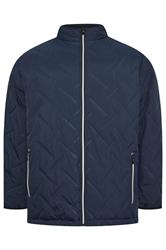D555 Big & Tall Navy Blue Quilted Padded Jacket | BadRhino 1