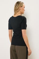 LTS Tall Black Ribbed Short Sleeve Henley Top | Long Tall Sally 3