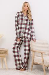 LTS Tall Ivory White & Red Cotton Check Pyjama Set | Long Tall Sally 1