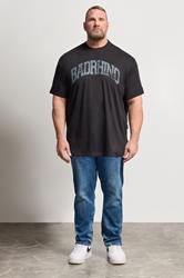 BadRhino Big & Tall Black Extra Long Distressed Graphic T-Shirt | BadRhino 1