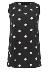LTS Tall Black Polka Dot Print Vest Top