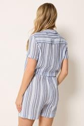 LTS Tall Women's Set Blue & White Stripe Shirt & Shorts | Long Tall Sally 4