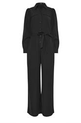 LTS Tall Black Button Wide Leg Jumpsuit | Long Tall Sally 1