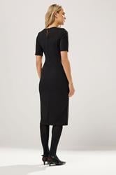 LTS Tall Black Scuba Button Formal Midi Dress | Long Tall Sally 3