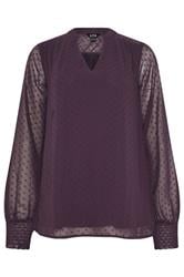 LTS Tall Purple Dobby Spot Shirred Cuff Top | Long Tall Sally 1