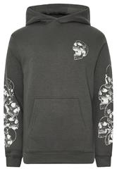 BadRhino Big & Tall Ebony Grey Skull Print Hoodie | BadRhino 6