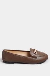 Brown Faux Leather Loafers In Extra Wide EEE Fit | Yours Clothing 3