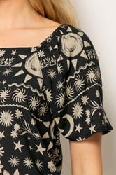 LTS Tall Black Coastal Print Square Neck Top | Long Tall Sally 4