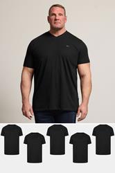 BadRhino Big & Tall Black 5 Pack V-Neck T-Shirts | BadRhino 1