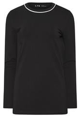 LTS Tall Women's Black Active Piped Long Sleeve Top | Long Tall Sally 5