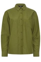 LTS Tall Women's Olive Green Relaxed Linen Long Sleeve Shirt | Long Tall Sally 6