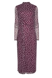 LTS Tall Berry Red Spot Mesh Long Sleeve Maxi Dress | Long Tall Sally 1