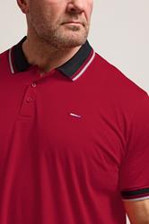 BadRhino Big & Tall Red Contrast Tipped Detail Polo Shirt | BadRhino 4