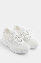 White Knitted Trainers In Extra Wide EEE Fit