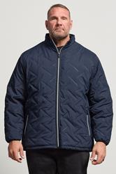 D555 Big & Tall Navy Blue Quilted Padded Jacket | BadRhino 1