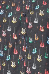 D555 Big & Tall Navy Blue Guitar Print Shirt | BadRhino 3