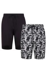 KAM 2 PACK Black & Camo Lounge Shorts