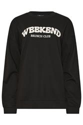 LTS Tall Black 'Weekend Brunch Club' Slogan Lounge Top | Long Tall Sally 1