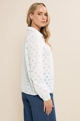 LTS Tall White Cotton Broderie Yoke Shirt | Long Tall Sally 4