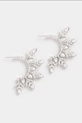 Silver Tone Diamante Snowflake Novelty Earrings | Yours Clothing 2