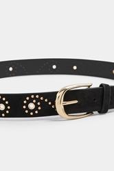 Black Faux Suede Stud Detail Belt | Yours Clothing 4