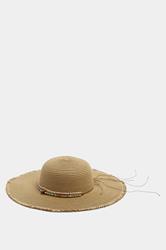 Brown Bead Detail Straw Hat