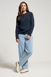 LTS Tall Navy Blue Knitted Button Cardigan | Long Tall Sally 2